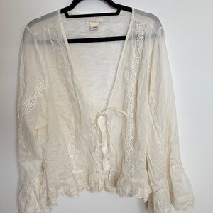Torrid Festi Cream Lace Trim Blouse